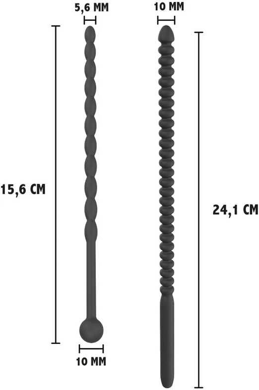 Hidden Desire Ribbed Penis Dilator Set 2 pcs Juodas
