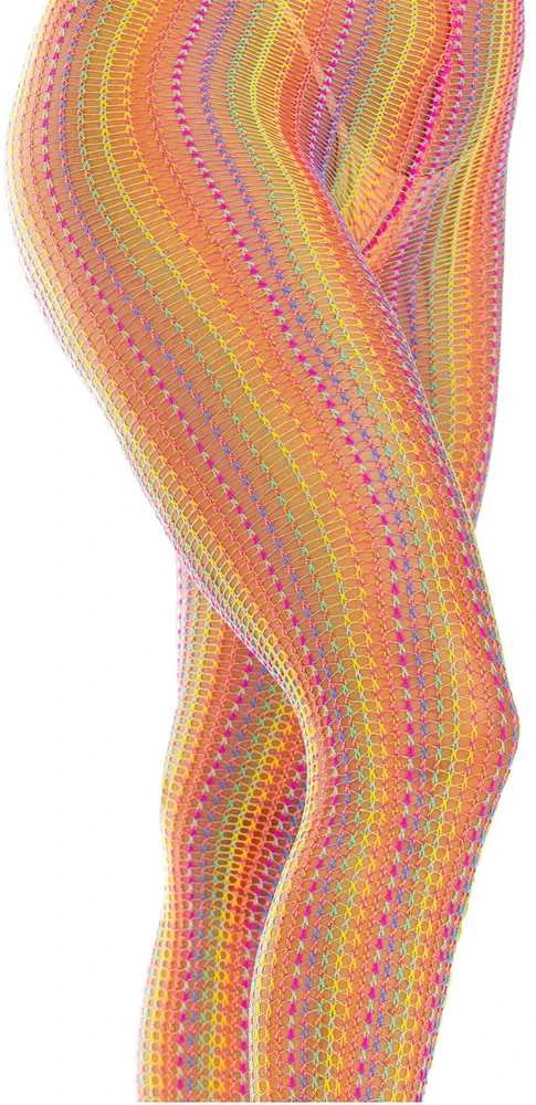 Leg Avenue Europe Leg Avenue Vaivorykštės nertos tinklinės pėdkelnės O/S