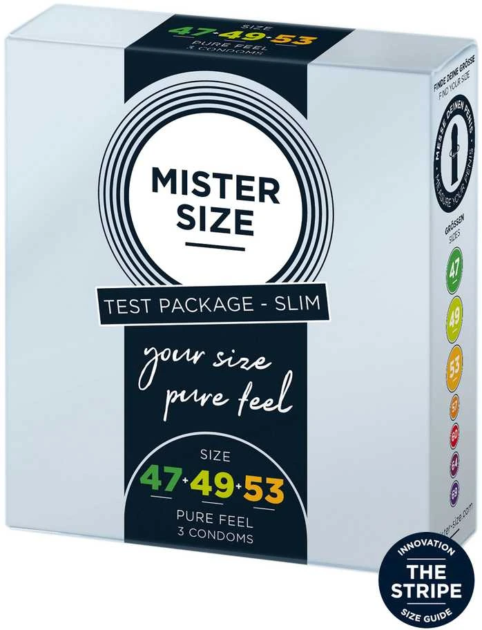 Prezervatyvai „Mister Size“ tinka 47 mm 49 mm 53 mm 3 vnt dydžiui.