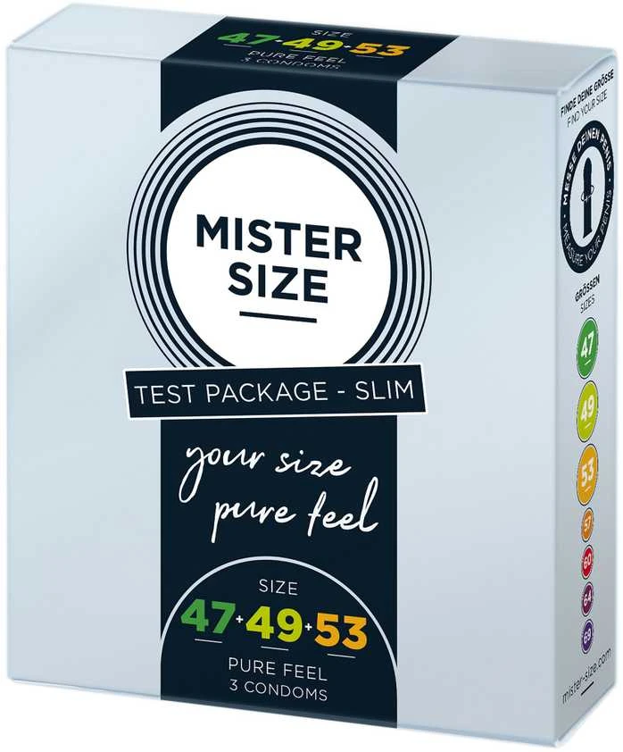 Prezervatyvai „Mister Size“ tinka 47 mm 49 mm 53 mm 3 vnt dydžiui.