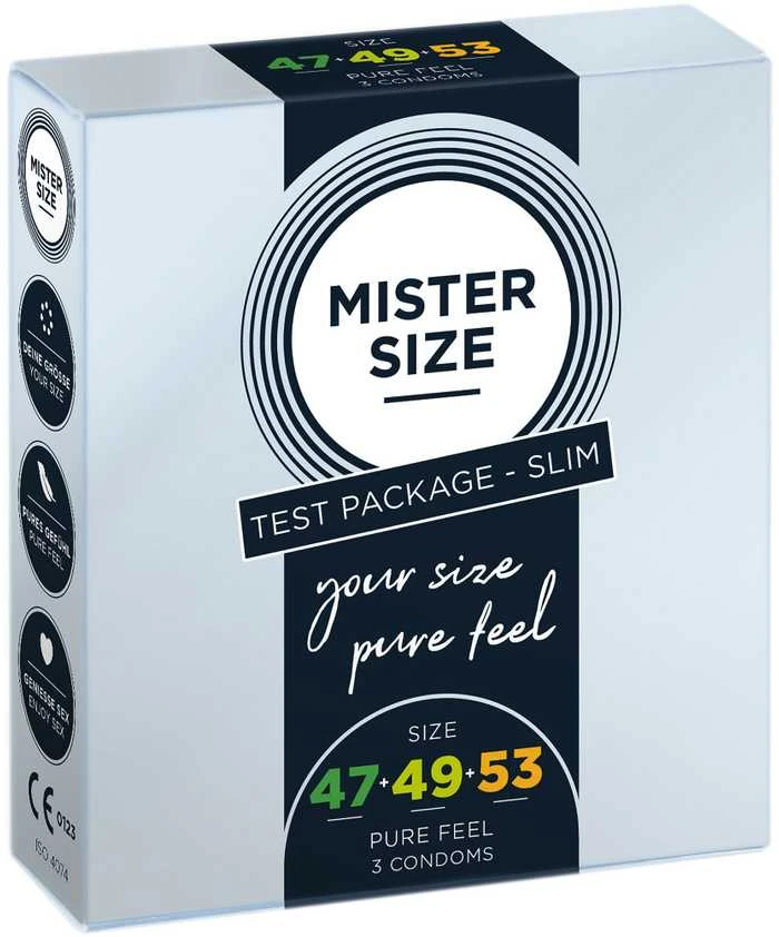 Prezervatyvai „Mister Size“ tinka 47 mm 49 mm 53 mm 3 vnt dydžiui.