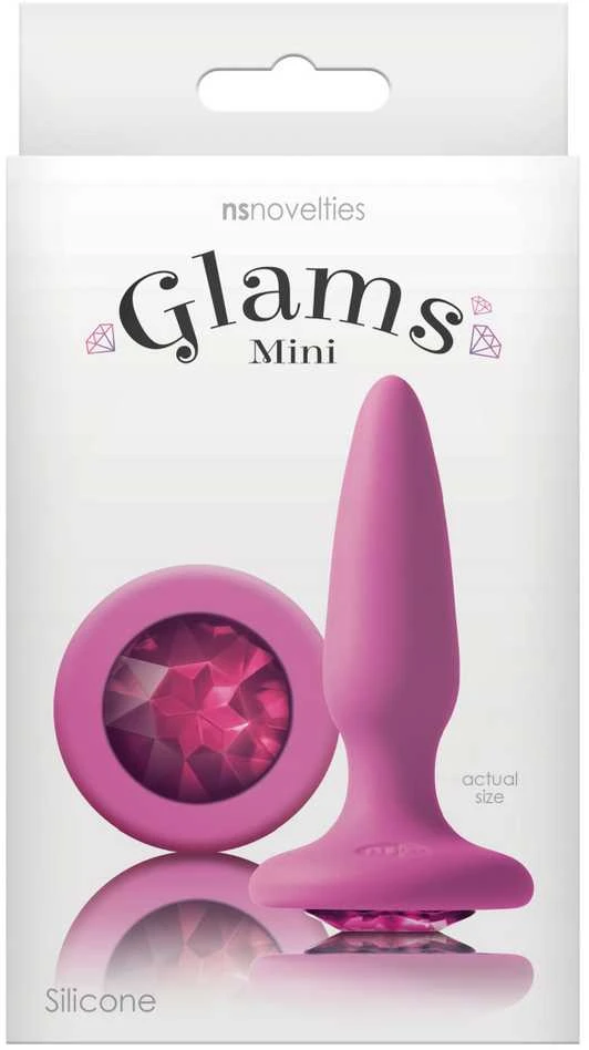Rožinis Glams Mini analinis kaištis su kristalo akcentu