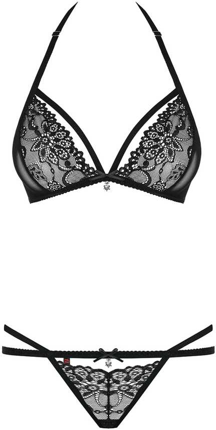 Obsessive - 838-Set-1 2 pcs Set Juodas L/XL
