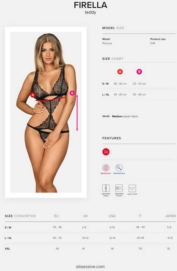 Obsessive - Firella Teddy Juodas L/XL