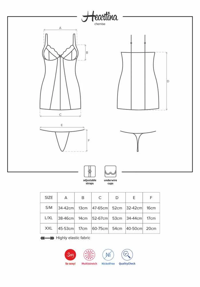 Obsessive - Heartina Chemise Juodas L/XL