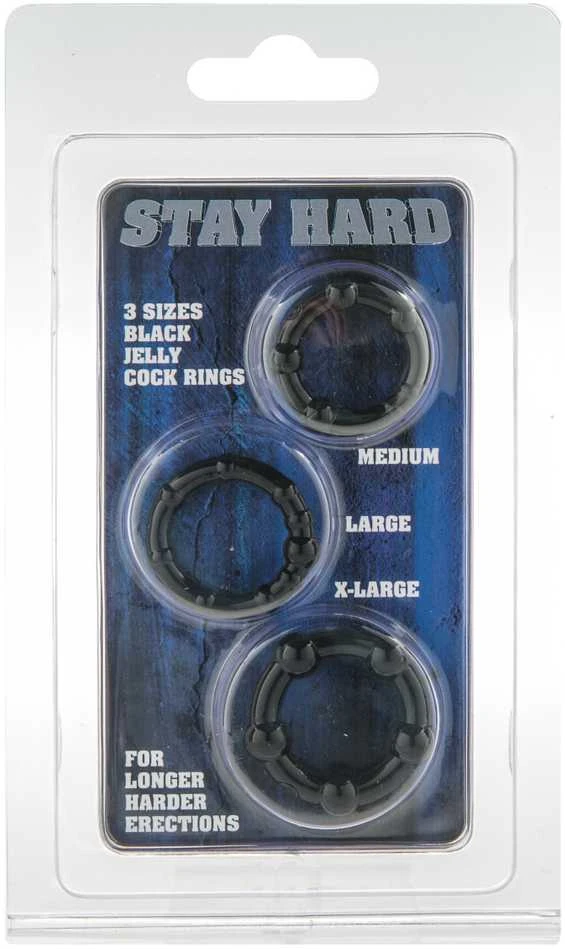 Scala Penio žiedai Stay Hard 3 vnt. - Juodi