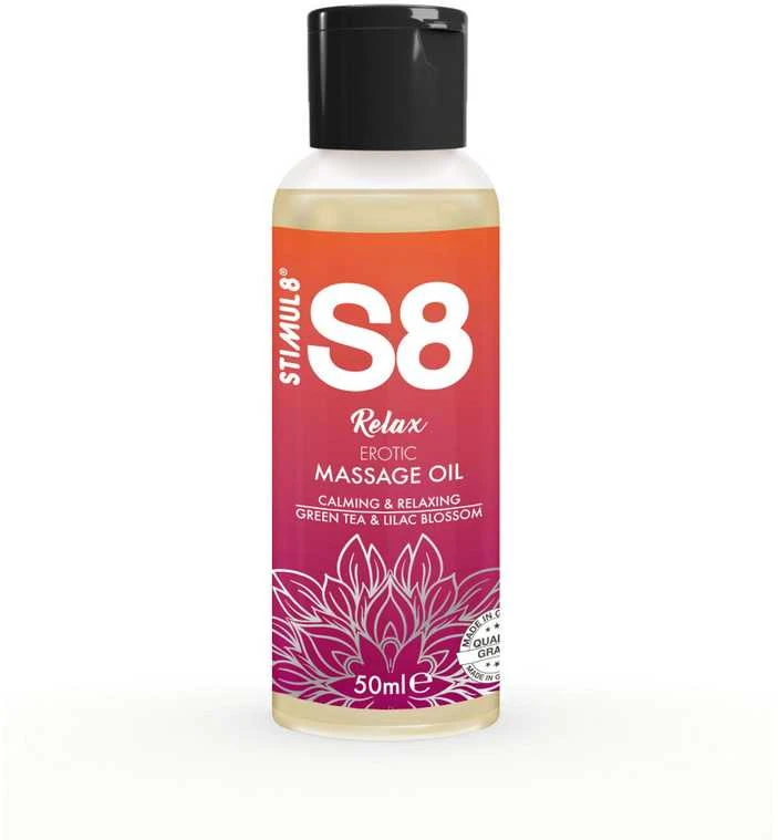 Stimul8 S8 S8 masažinis aliejus 50ml Žalias arbata ir alyvų žiedai