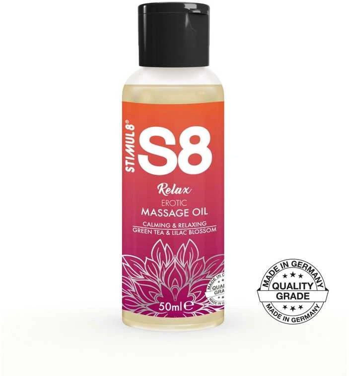 Stimul8 S8 S8 masažinis aliejus 50ml Žalias arbata ir alyvų žiedai