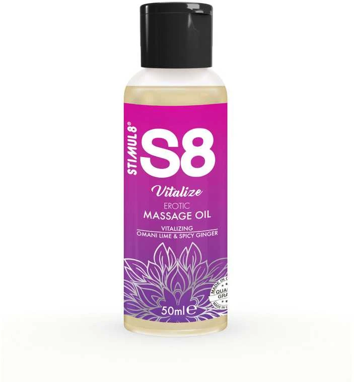Stimul8 S8 S8 masažinis aliejus 50 ml Omano laimo ir aštraus imbiero