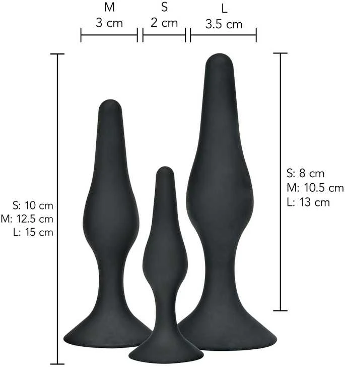 TOYJOY Silikoninis analinis kištukas, siurbtukas, 3 dydžiai