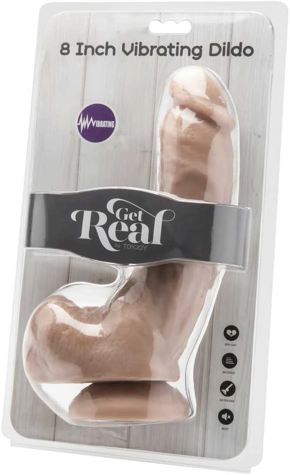 Get Real TOYJOY Dildo gaidys 8 colių su kamuoliukų minkštimo vibracija.