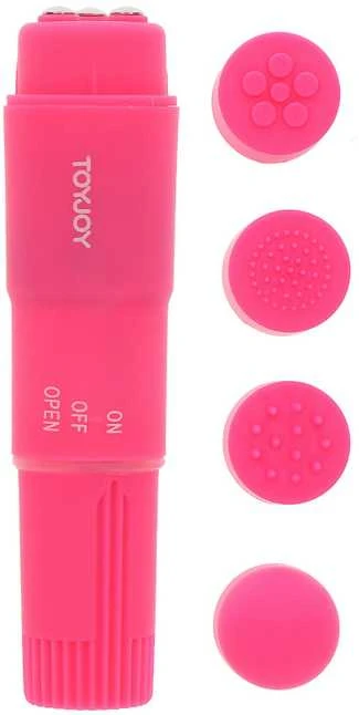TOYJOY Mažas klitorio masažuoklis mini vibratorius 4 antgaliai
