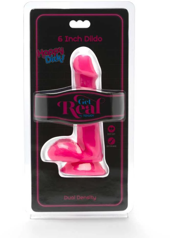 Get Real TOYJOY Silikono varpos dildo su sėklidėmis siurbtukas 15cm
