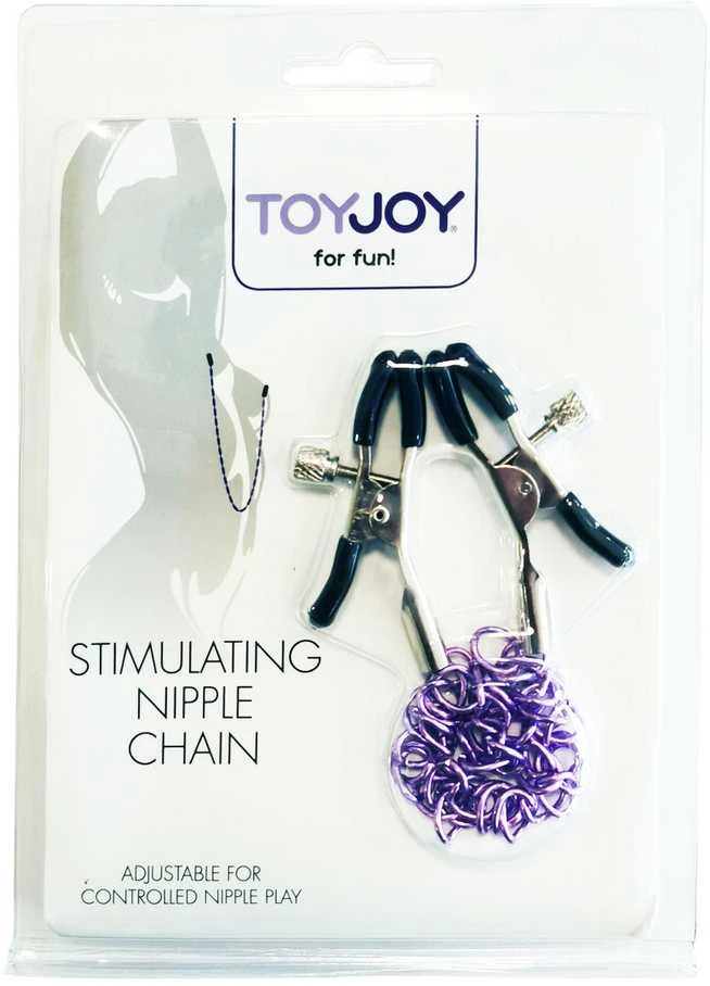 Toyjoy spenelių gnybtai su violetine grandine