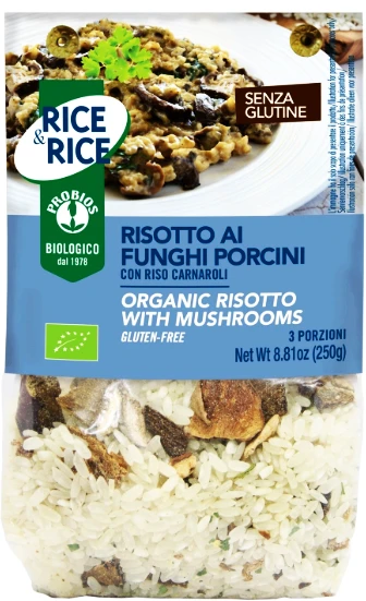 Ekologiškas rizotas su grybais, paruoštas gaminti, 250 g