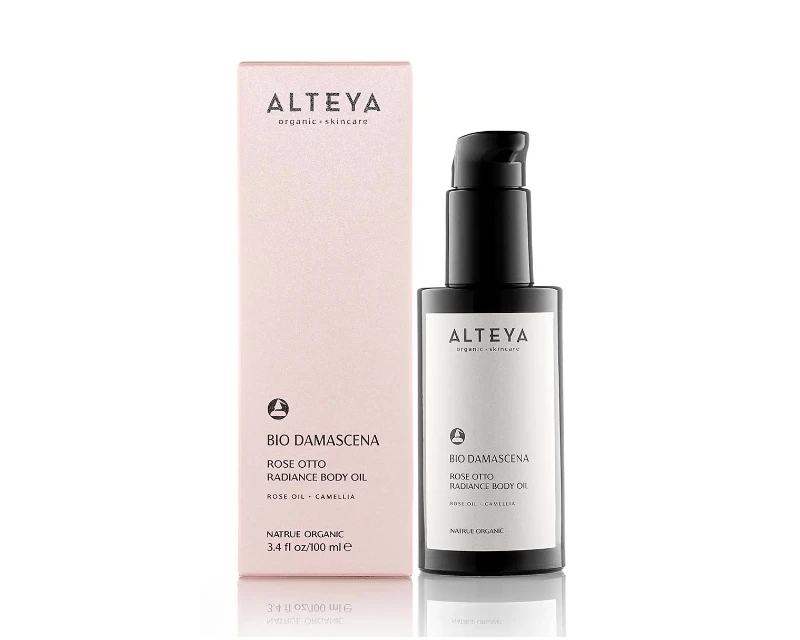 Ekologiškas švytėjimo suteikiantis kūno aliejus RADIANCE ROSE OTTO, BIO DAMASCENA, 100 ml