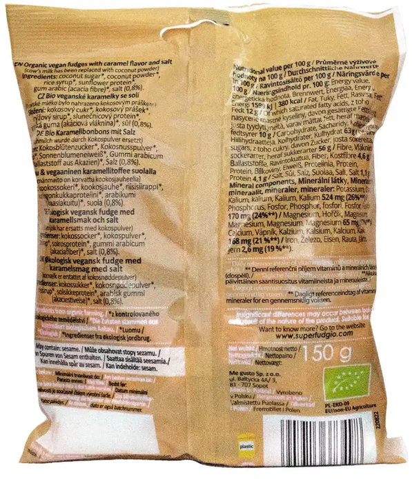 Ekologiški augaliniai saldainiai „Karvutė“ karamelės su druska skonio, 150 g