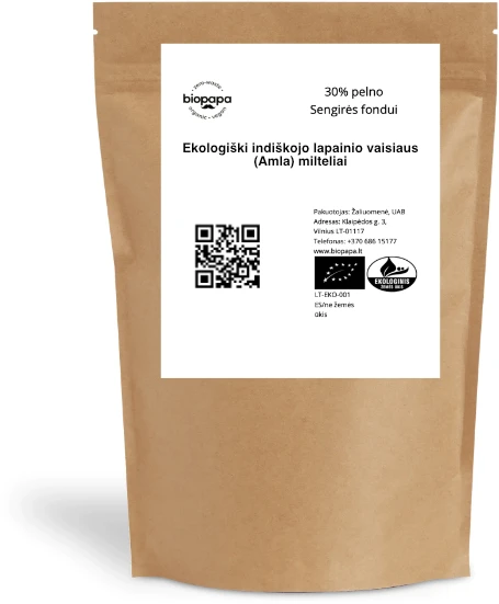 Ekologiški indiškojo lapainio vaisiaus (Amla) milteliai 300g