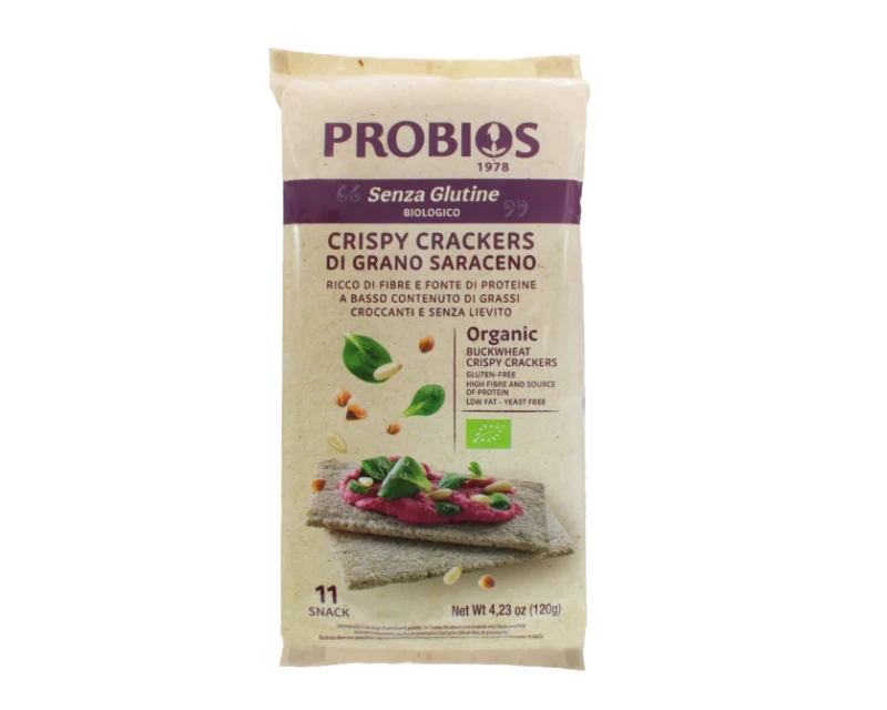 Ekologiški traškūs grikių krekeriai, be glitimo, 120 g