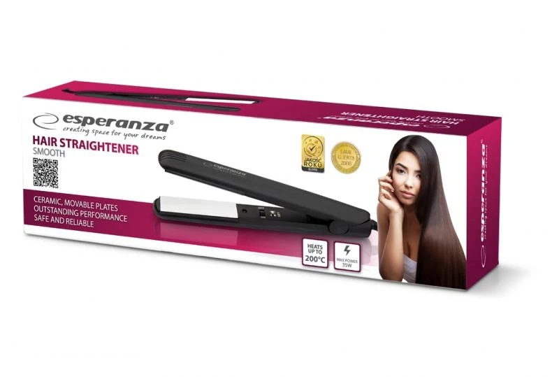 Tiesinimo žnyplės for hair Esperanza Brilliant EBP004 (35W, juodos spalvos)