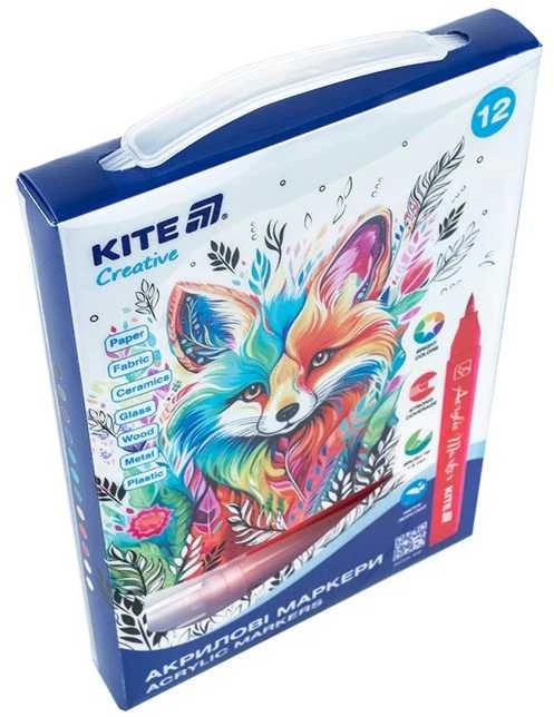Akrilinių žymeklių rinkinys CREATIVE, Kite, 12 spalvų