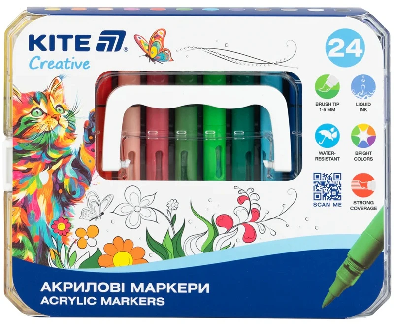 Akrilinių žymeklių rinkinys CREATIVE, Kite, 24 sp.
