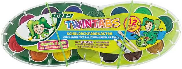 Akvarelė TWINTABS, Jolly, 12 sp.+2 teptukai+paletė