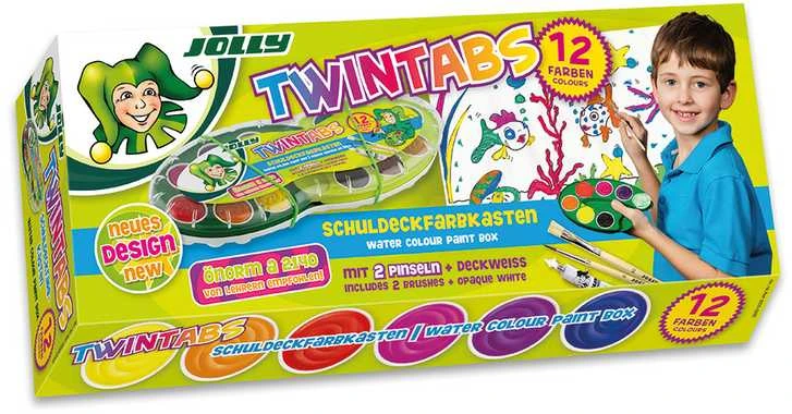 Akvarelė TWINTABS, Jolly, 12 sp.+2 teptukai+paletė