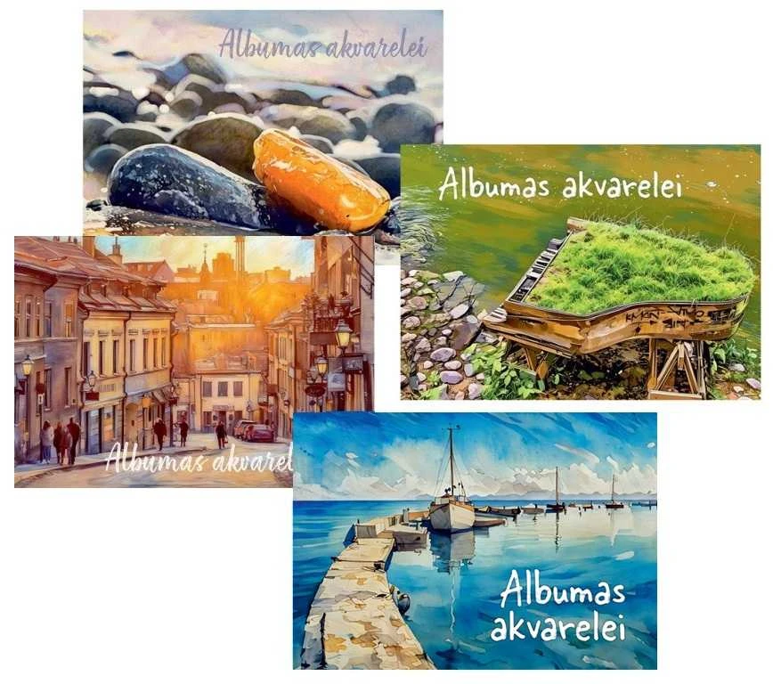 Albumas akvarelei, A4, 20 lapų, 200 gsm
