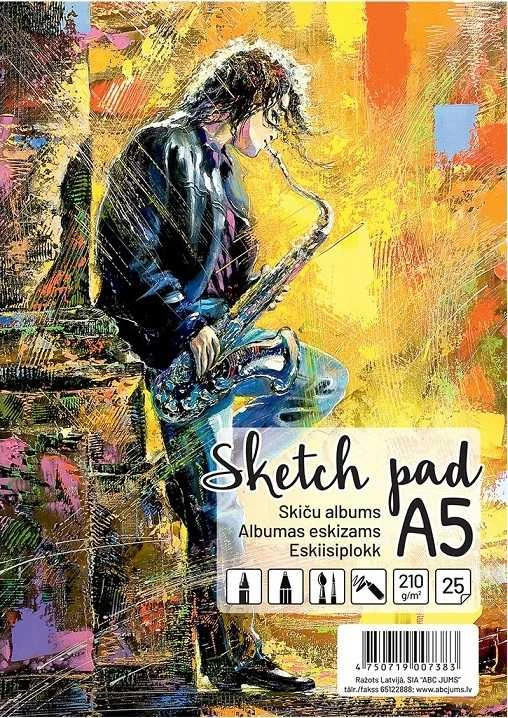 Albumas eskizams, A5, 25 lapai, 210gsm, reljefiniai vidiniai lapai, su spirale viršuje