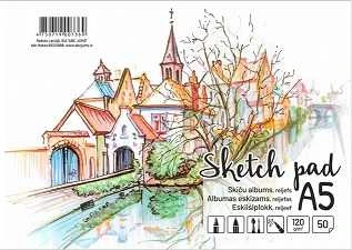 Albumas eskizams, A5, 50 lapų, 120gsm, reljefiniai vidiniai lapai, su spirale viršuje