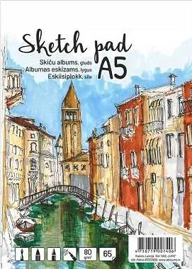 Albumas eskizams, A5, 65 lapai, 80 gsm, lygūs vidiniai lapai, su spirale viršuje