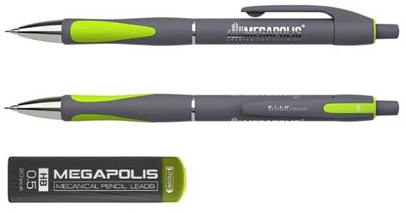 Automatinis pieštukas MEGAPOLIS CONCEPT, ErichKrause, 0.5 mm, HB, su 20 papildomų grafitų, blisteryje