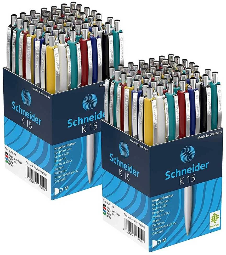 Schneder Tušinukas Schneider K15, 1 mm, mėlynas tušas, įvairių spalvų korpusai