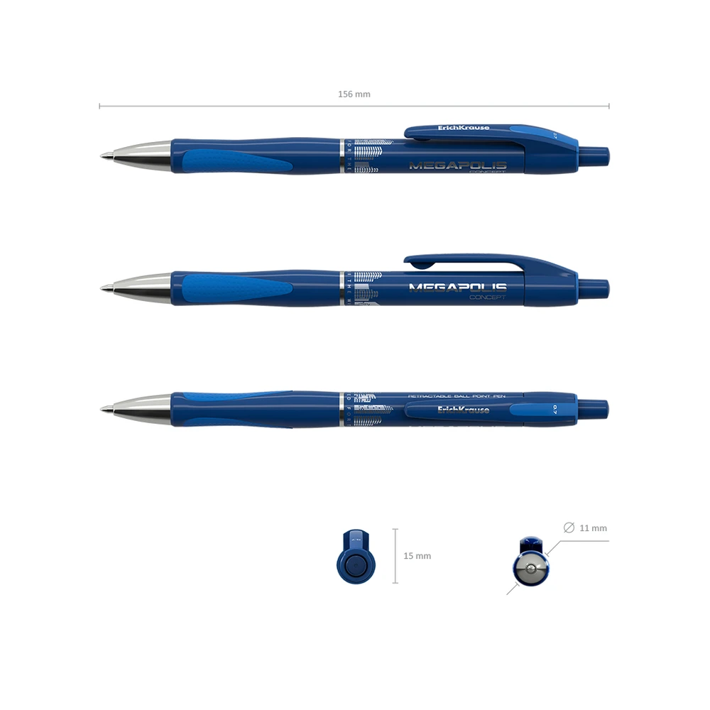 Automatinis tušinukas MEGAPOLIS CONCEPT, ErichKrause, 0.7mm, mėlynos sp.