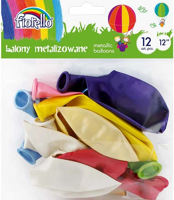 Balionai METALLIC, Fiorello, įvairių metalizuotų sp., 12 vnt.