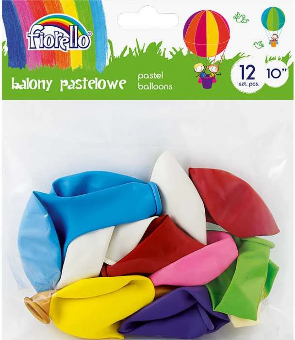 Balionai PASTEL, Fiorello, įvairių pastelinių sp., 12 vnt.