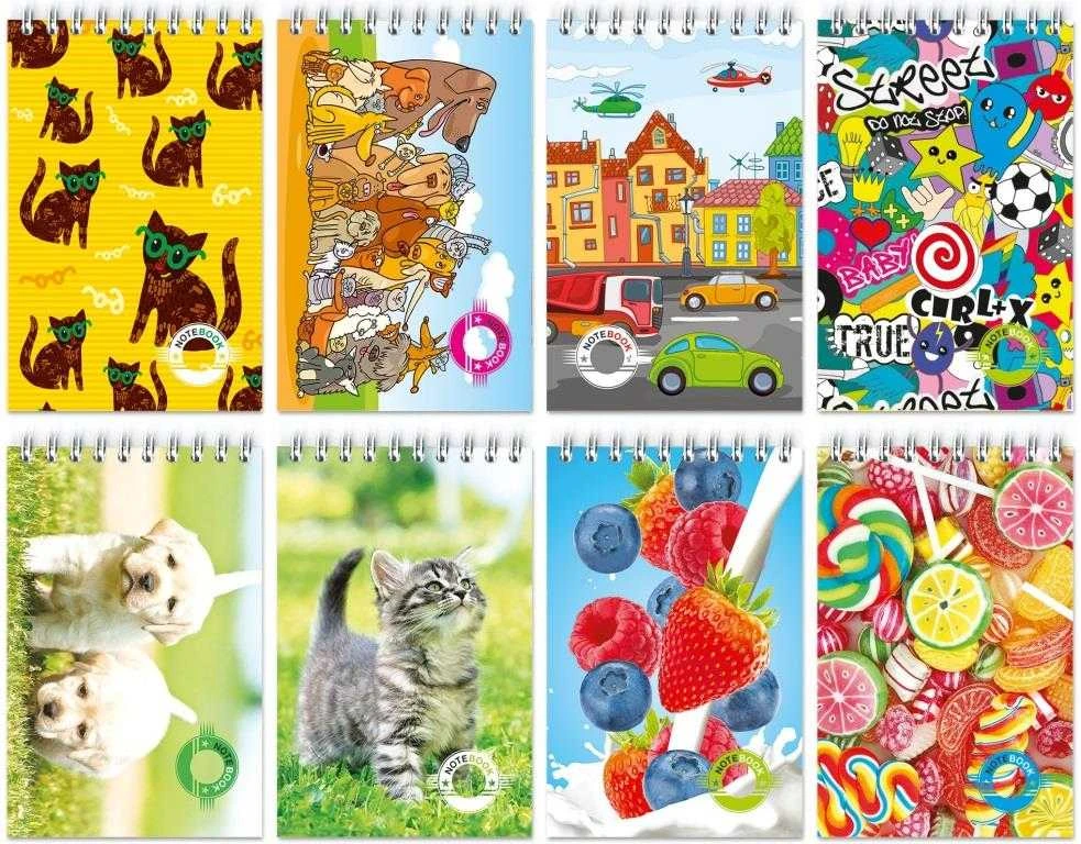 Bloknotas, A7, langeliais, 40 lapų, 70gsm, su spirale viršuje
