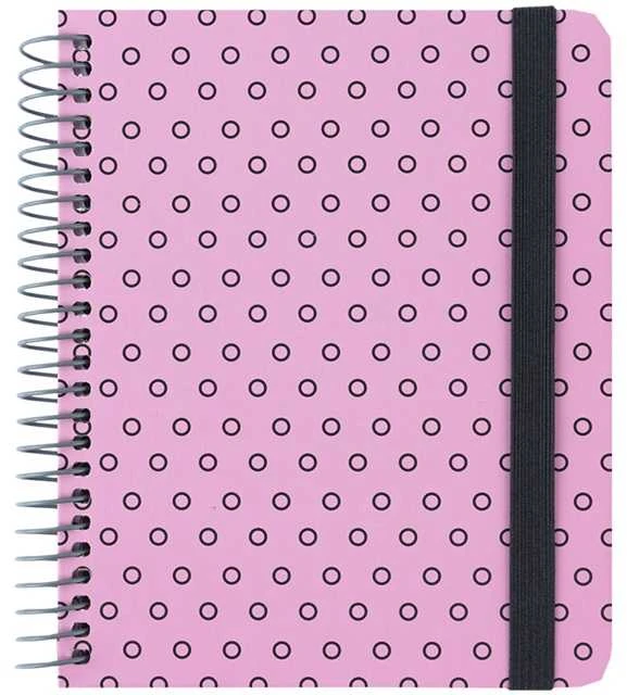 Bloknotas AXENT, B6+, langeliais, 120 lapų, 80gsm, su spirale šone, rožinės sp.