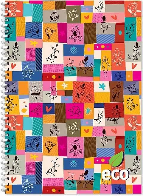 Bloknotas COLOUR, A4, langeliais, 80 lapų, 70gsm, su spalvotomis kraštinėmis, su spirale šone
