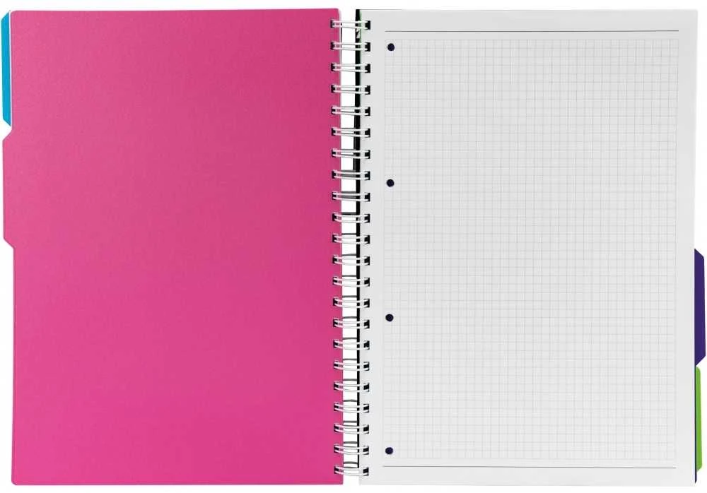 Bloknotas UNIVERSAL, Optima, A4, langeliais, 120 lapų, 70gsm, su spirale šone, plastikinis viršelis