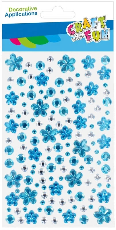 Euro Trade Dekoratyviniai krištoliniai karoliukai CRAFT with FUN Mėlyna Flowers, lipnūs