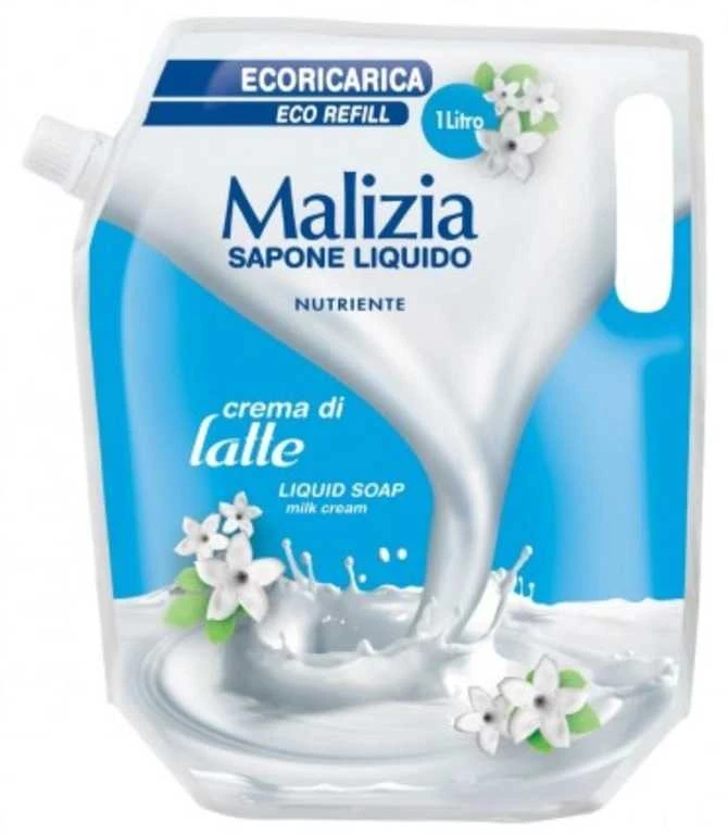CREAM Skystas muilas MALIZIA Milk Kreminis, 1000 ml, PAPILDAS