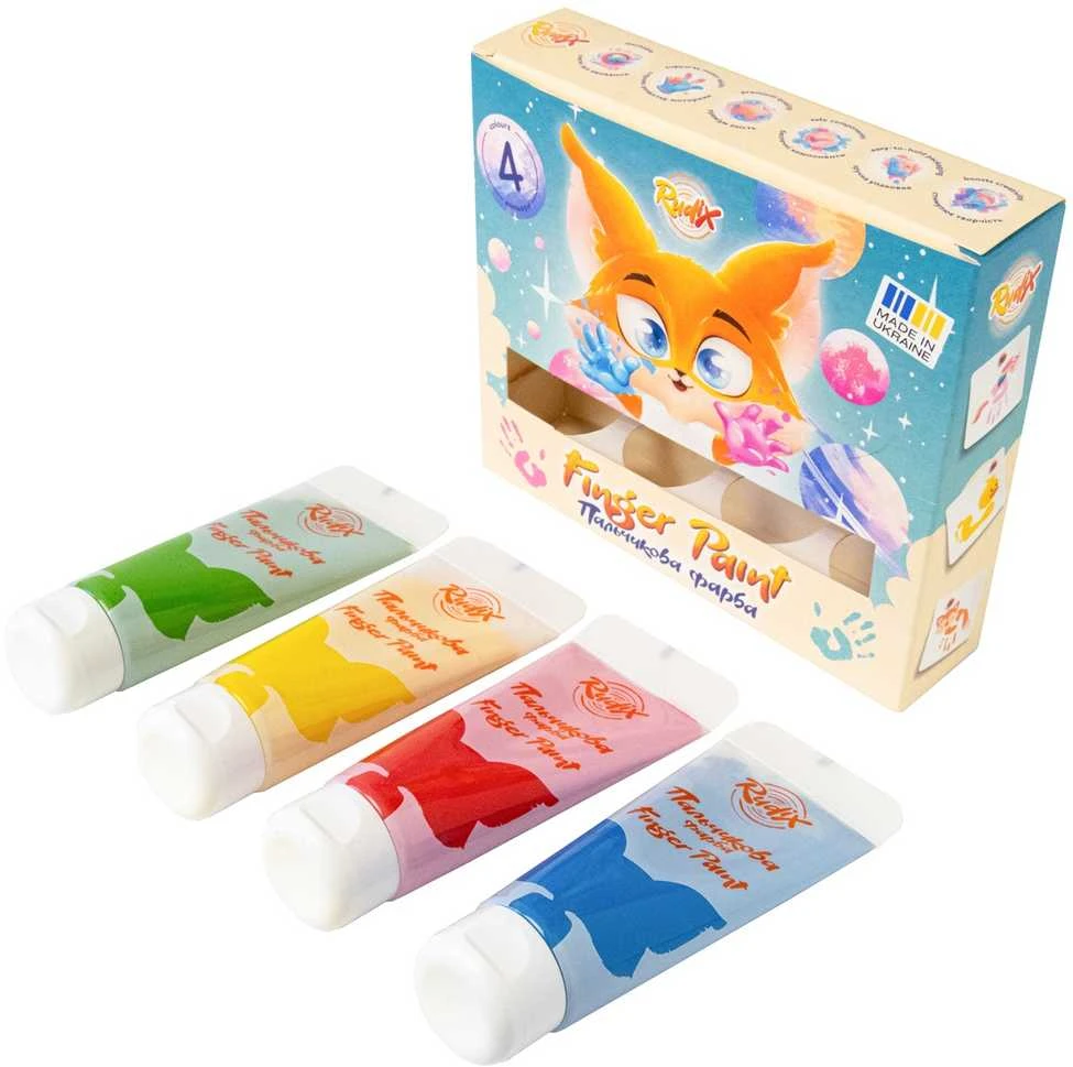 Dažai piešimui pirštais RUDIX, 4 sp. po 60 ml