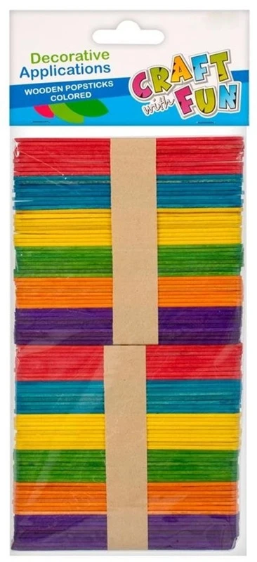 Dekoracija mediniai pagaliukai CRAFT with FUN, 9x112 mm, 100 vnt., įvairių sp.
