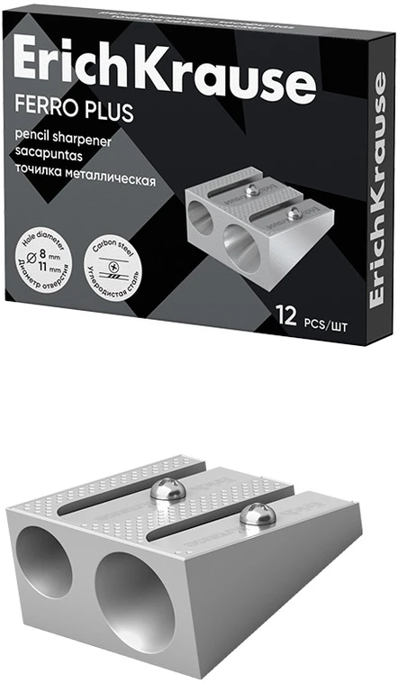 Metalinis dvigubas drožtukas FERRO PLUS, ErichKrause, 24х13х25mm