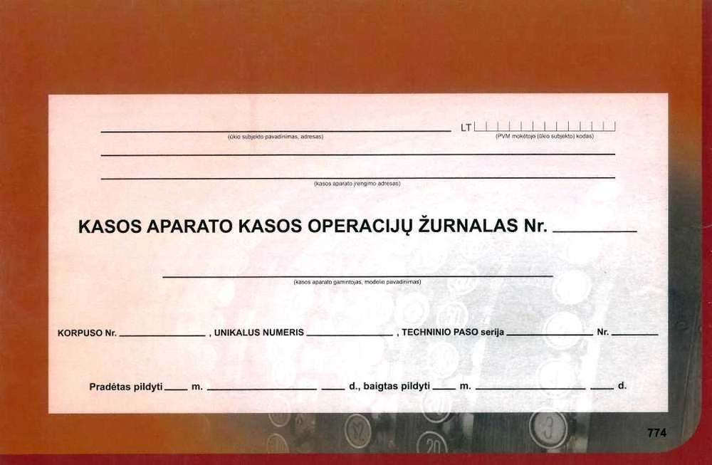 Technoinform EKA kasos operacijų žurnalas, horizontalus, A4+, 3-jų dalių virš.