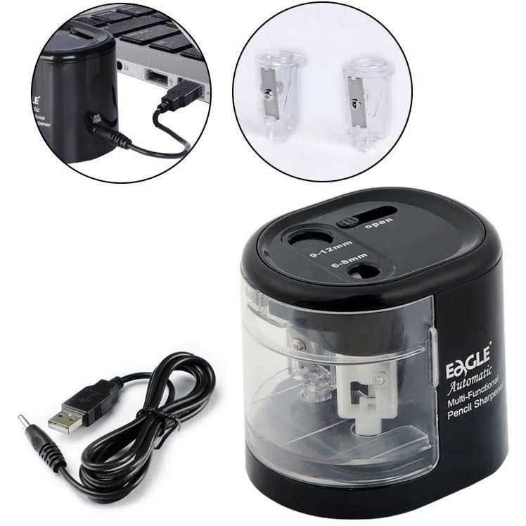 Elektrinis drožtukas EG-5161USB, Eagle, dvigubas, juodos sp. korpusas