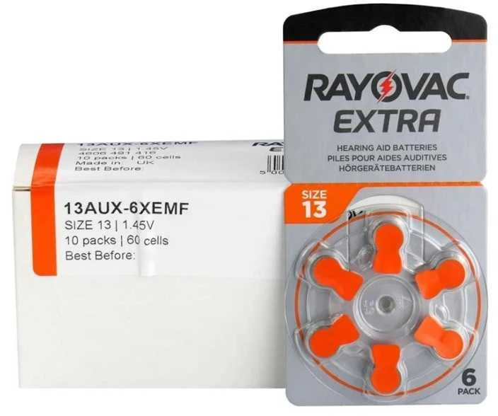 Elementai klausos aparatams RAYOVAC Extra, 13 PR48, 60 vnt.