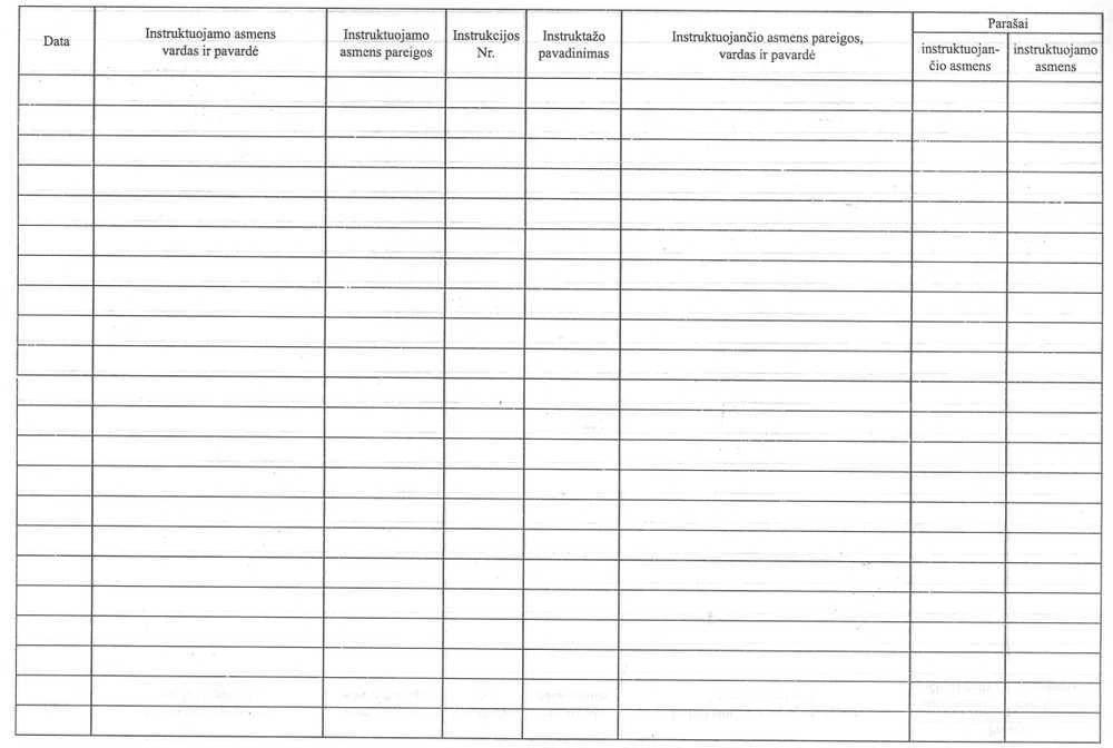 Technoinform Gaisrinės saugos instruktažų registracijos žurnalas